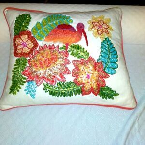 Beautiful Pelican Multicolor Embellished Decorative Throw Pillow